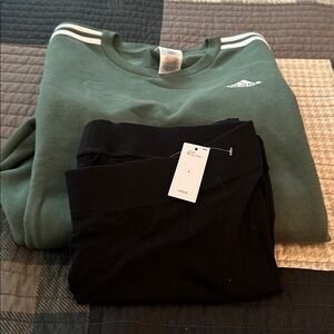 Adidas Forest Green Crewneck with Black Joggers